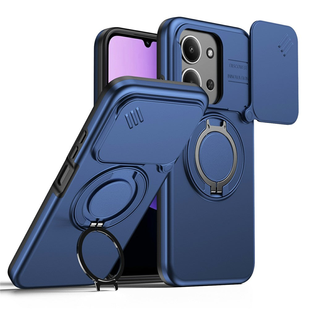 For Xiaomi Redmi 15C 4G (EU) (173mm)  /  15C 5G (EU) (173mm) Magnetic Case Ring Kickstand Slide Camera Cover TPU PC Hybrid Phone Shell