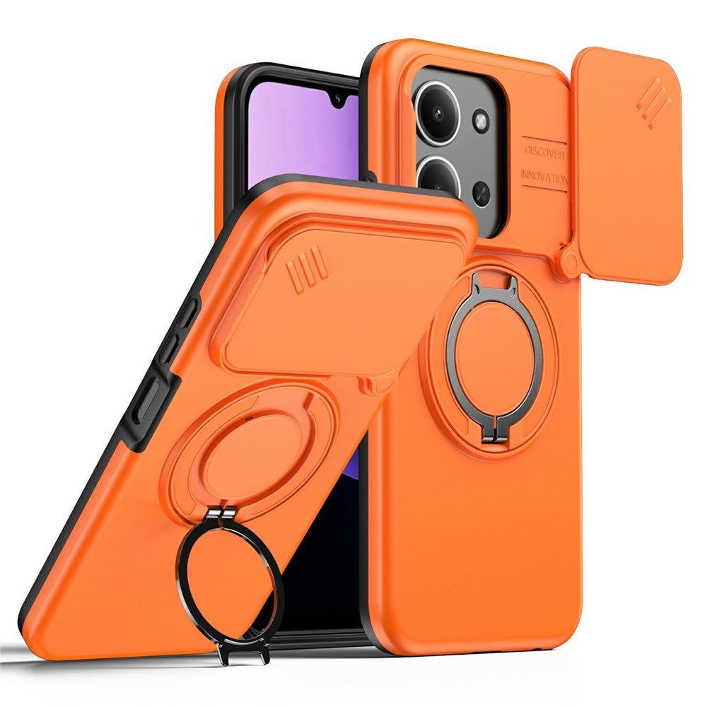 For Xiaomi Redmi 15C 4G (EU) (173mm)  /  15C 5G (EU) (173mm) Magnetic Case Ring Kickstand Slide Camera Cover TPU PC Hybrid Phone Shell
