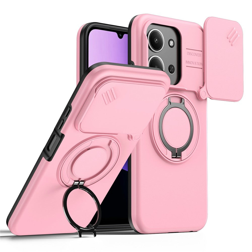 For Xiaomi Redmi 15C 4G (EU) (173mm)  /  15C 5G (EU) (173mm) Magnetic Case Ring Kickstand Slide Camera Cover TPU PC Hybrid Phone Shell