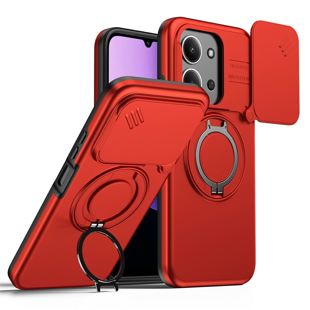 For Xiaomi Redmi 15C 4G (EU) (173mm)  /  15C 5G (EU) (173mm) Magnetic Case Ring Kickstand Slide Camera Cover TPU PC Hybrid Phone Shell