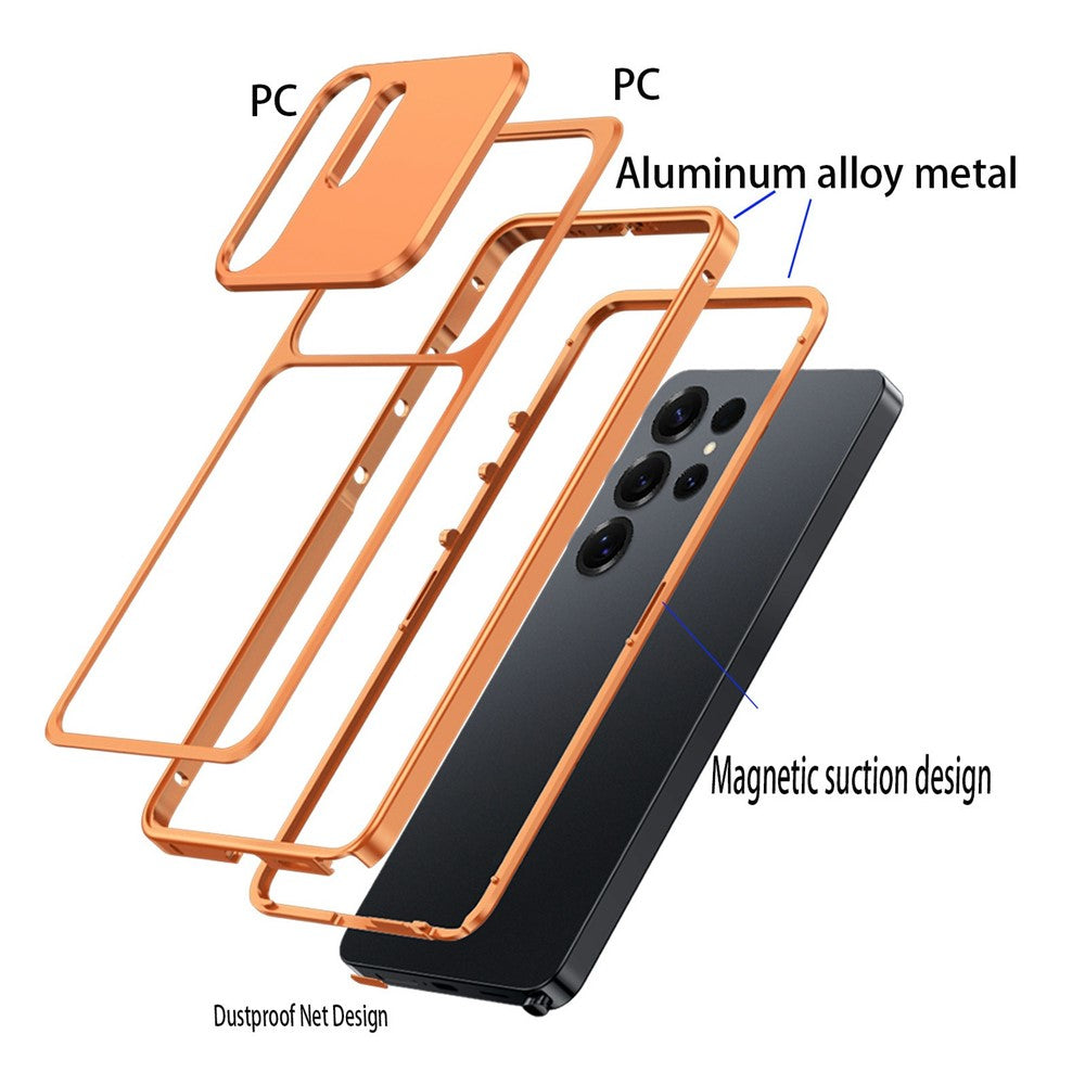 Til Samsung Galaxy S26 Ultra Metalramme-cover Magnetisk Klik-på-ramme PC Udhulet Bagside Varmeafledning Stødsikkert Cover