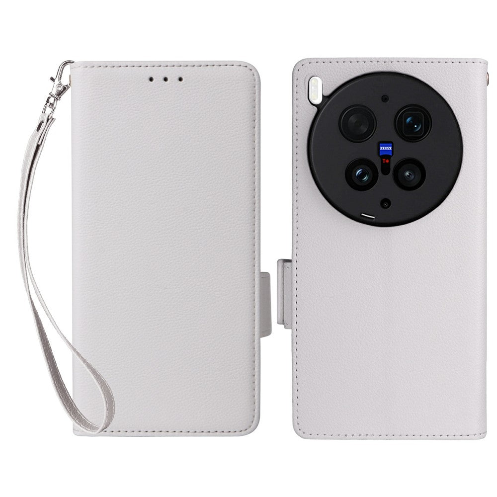 For vivo X300 Ultra 5G Case Litchi Texture Wallet Leather Phone Cover with Wrist Strap
