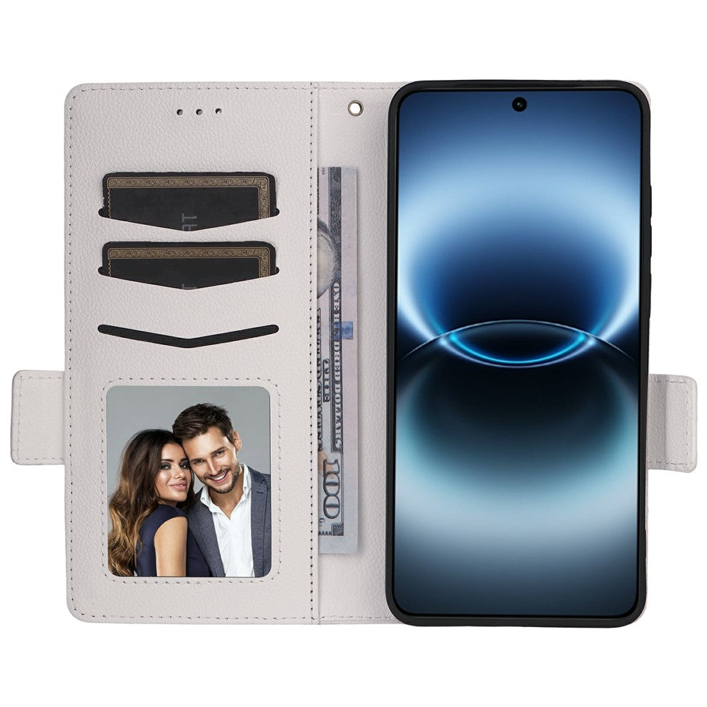 For vivo X300 Ultra 5G Case Litchi Texture Wallet Leather Phone Cover with Wrist Strap
