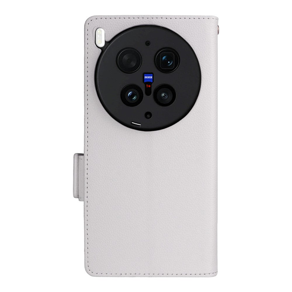 For vivo X300 Ultra 5G Case Litchi Texture Wallet Leather Phone Cover with Wrist Strap