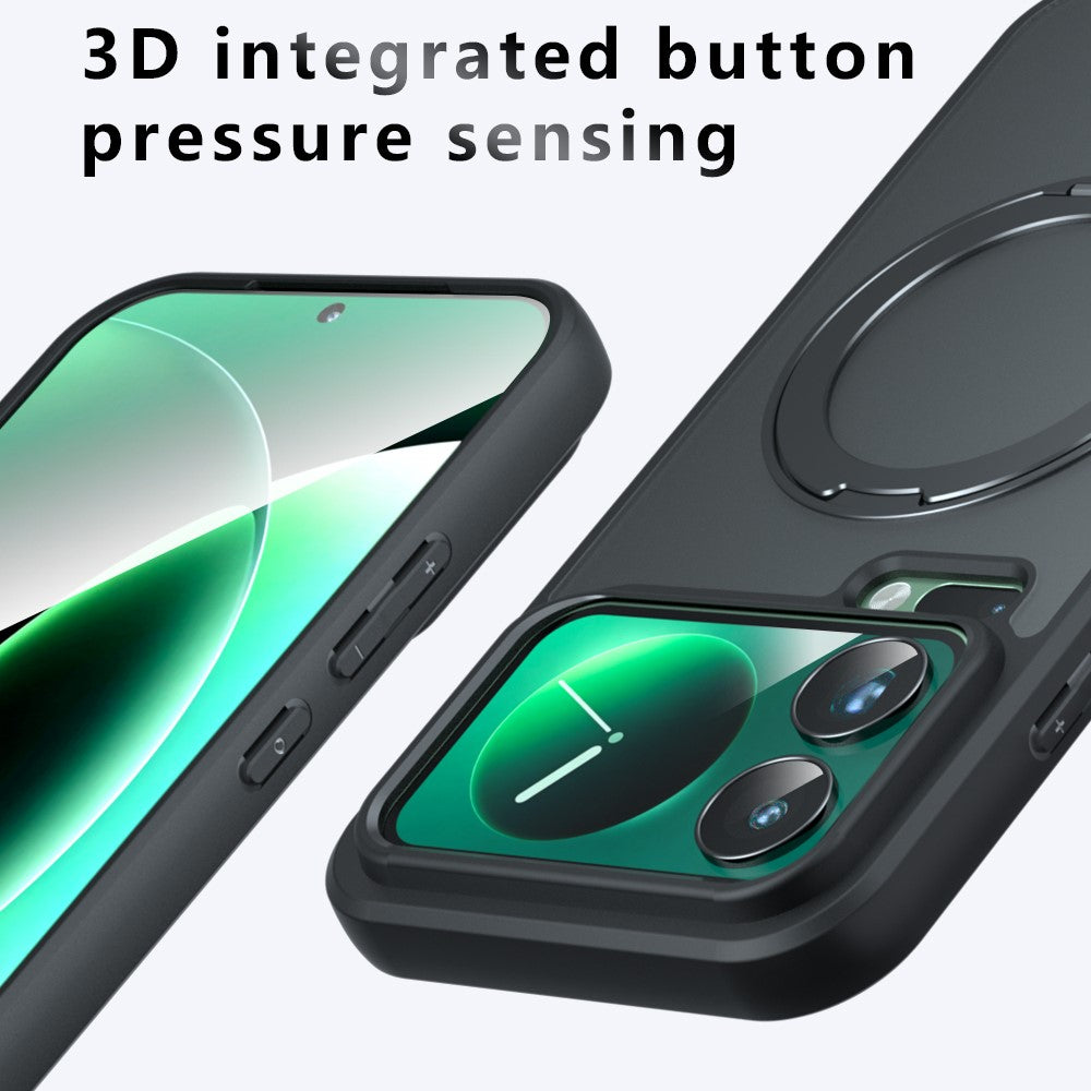 Xiaomi 17 Pro Max mat, silkeblødt magnetisk skal med 360° roterende stativ, stødsikkert TPU + PC-mobilcover