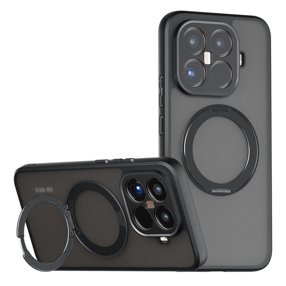 For Xiaomi 15T Pro Matte Skin-touch Magnetic Case 360° Rotating Kickstand Shockproof TPU + PC Phone Cover