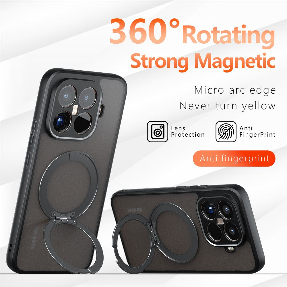 For Xiaomi 15T Pro Matte Skin-touch Magnetic Case 360° Rotating Kickstand Shockproof TPU + PC Phone Cover