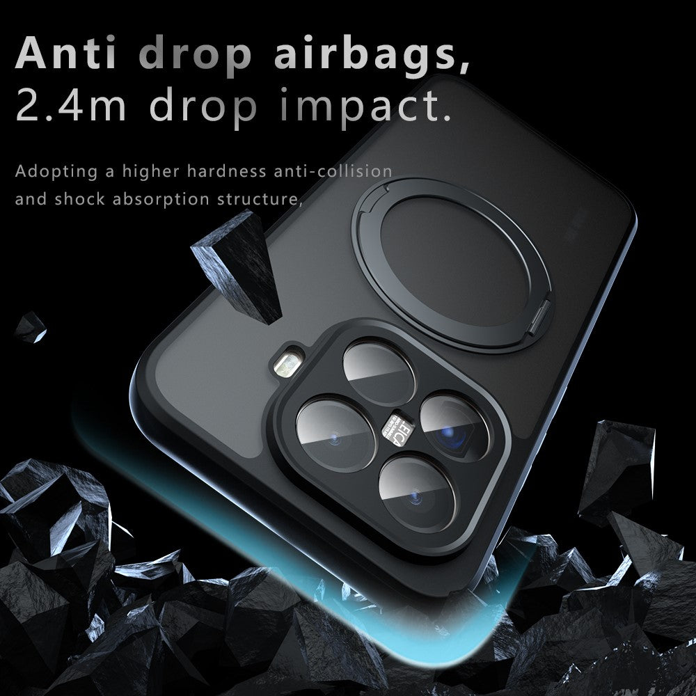 For Xiaomi 15T Pro Matte Skin-touch Magnetic Case 360° Rotating Kickstand Shockproof TPU + PC Phone Cover