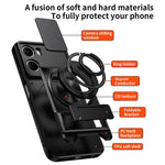 For Xiaomi Redmi 15a 5G Magnetic Case Ring Holder Foldable Kickstand TPU PC Phone Cover with Camera Lens Slider