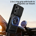 For Xiaomi Redmi 15a 5G Magnetic Case Ring Holder Foldable Kickstand TPU PC Phone Cover with Camera Lens Slider