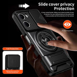 For Xiaomi Redmi 15a 5G Magnetic Case Ring Holder Foldable Kickstand TPU PC Phone Cover with Camera Lens Slider