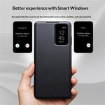 QIALINO For Samsung Galaxy S26 Case View Window Genuine Cow Leather Flip Phone Cover (APP Version)