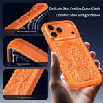 For iPhone 17 Pro Max Magnetic Case with 360° Rotating Ring Kickstand Heat Dissipation Honeycomb PC TPU Cover Compatible with Magsafe