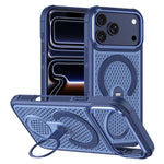 For iPhone 17 Pro Max Magnetic Case with 360° Rotating Ring Kickstand Heat Dissipation Honeycomb PC TPU Cover Compatible with Magsafe