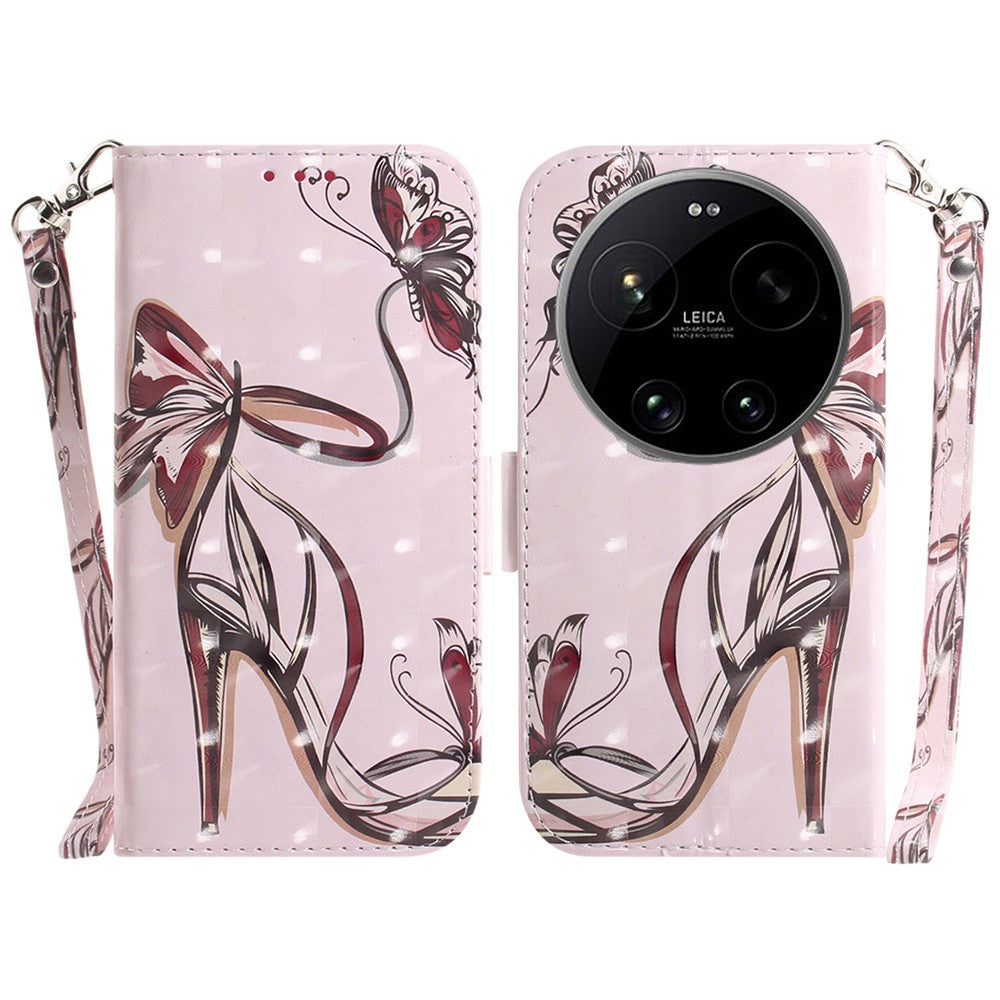 For Xiaomi 17 Ultra 5G Case Pattern Printing Leather Wallet Phone Cover with Wrist Strap