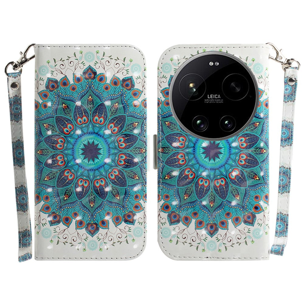 For Xiaomi 17 Ultra 5G Case Pattern Printing Leather Wallet Phone Cover with Wrist Strap