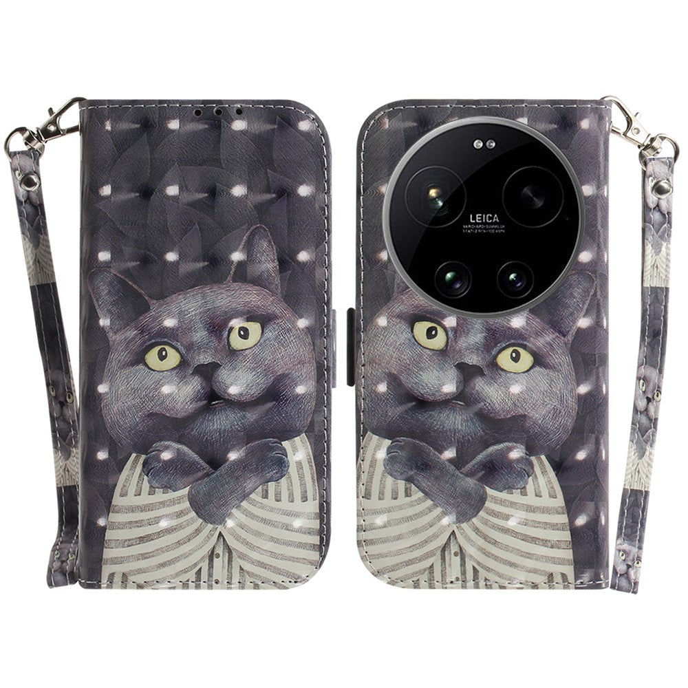 For Xiaomi 17 Ultra 5G Case Pattern Printing Leather Wallet Phone Cover with Wrist Strap