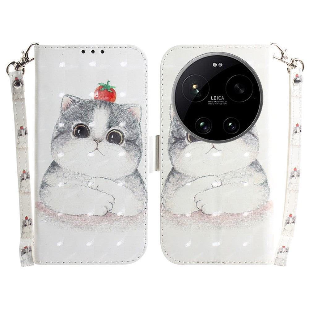For Xiaomi 17 Ultra 5G Case Pattern Printing Leather Wallet Phone Cover with Wrist Strap