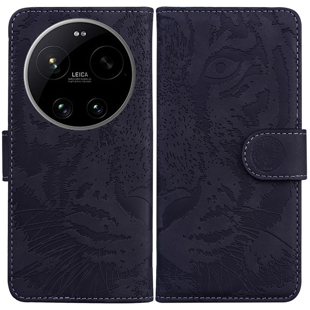 Xiaomi 17 Ultra 5G-skal Tiger Imprint läderplånboksfodral