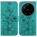 For Xiaomi 17 Ultra 5G Stand Case Lily Flower Imprint Leather Phone Cover with Wrist Strap
