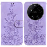 For Xiaomi 17 Ultra 5G Stand Case Lily Flower Imprint Leather Phone Cover with Wrist Strap