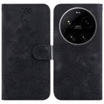 For Xiaomi 17 Ultra 5G Stand Case Lily Flower Imprint Leather Phone Cover with Wrist Strap