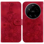 For Xiaomi 17 Ultra 5G Stand Case Lily Flower Imprint Leather Phone Cover with Wrist Strap