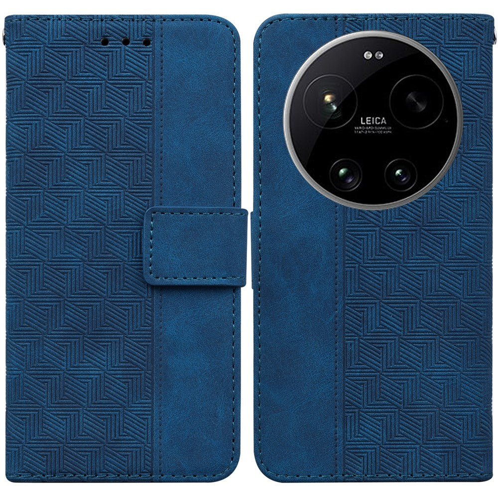 For Xiaomi 17 Ultra 5G Case Geometry Pattern Leather Wallet Phone Cover with Wrist Strap