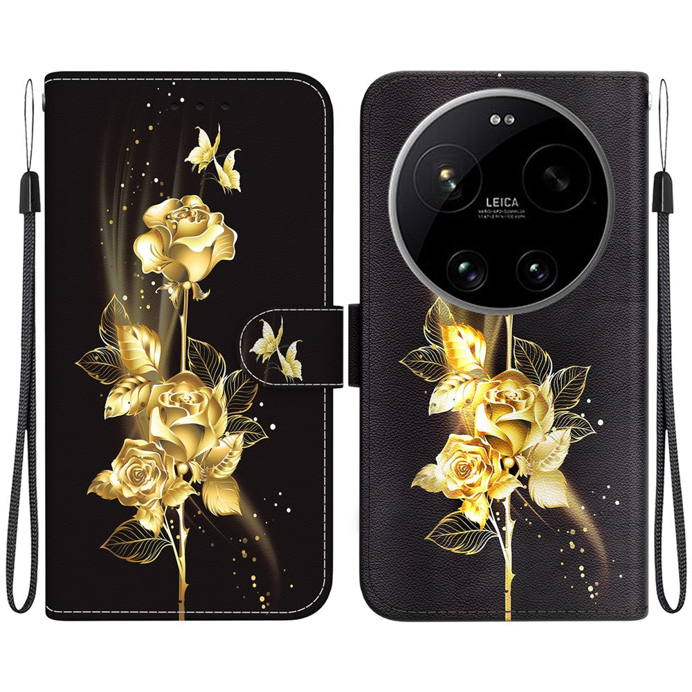 For Xiaomi 17 Ultra 5G Wallet Phone Case Anti-Drop Pattern Printing Leather Flip Cover with Strap