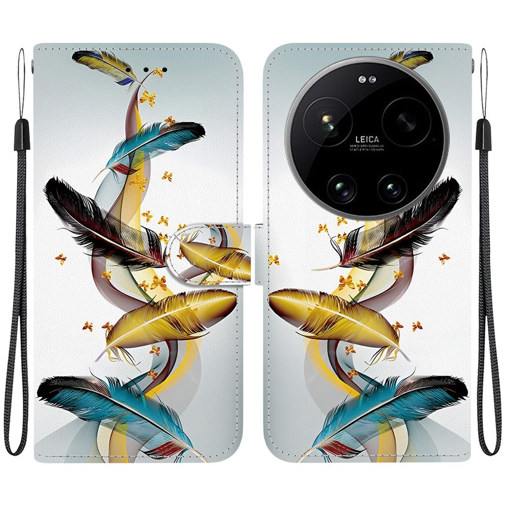 For Xiaomi 17 Ultra 5G Case Pattern Printing Leather Flip Wallet Phone Cover with Lanyard