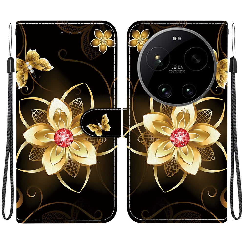 For Xiaomi 17 Ultra 5G Case Pattern Printing Leather Flip Wallet Phone Cover with Lanyard