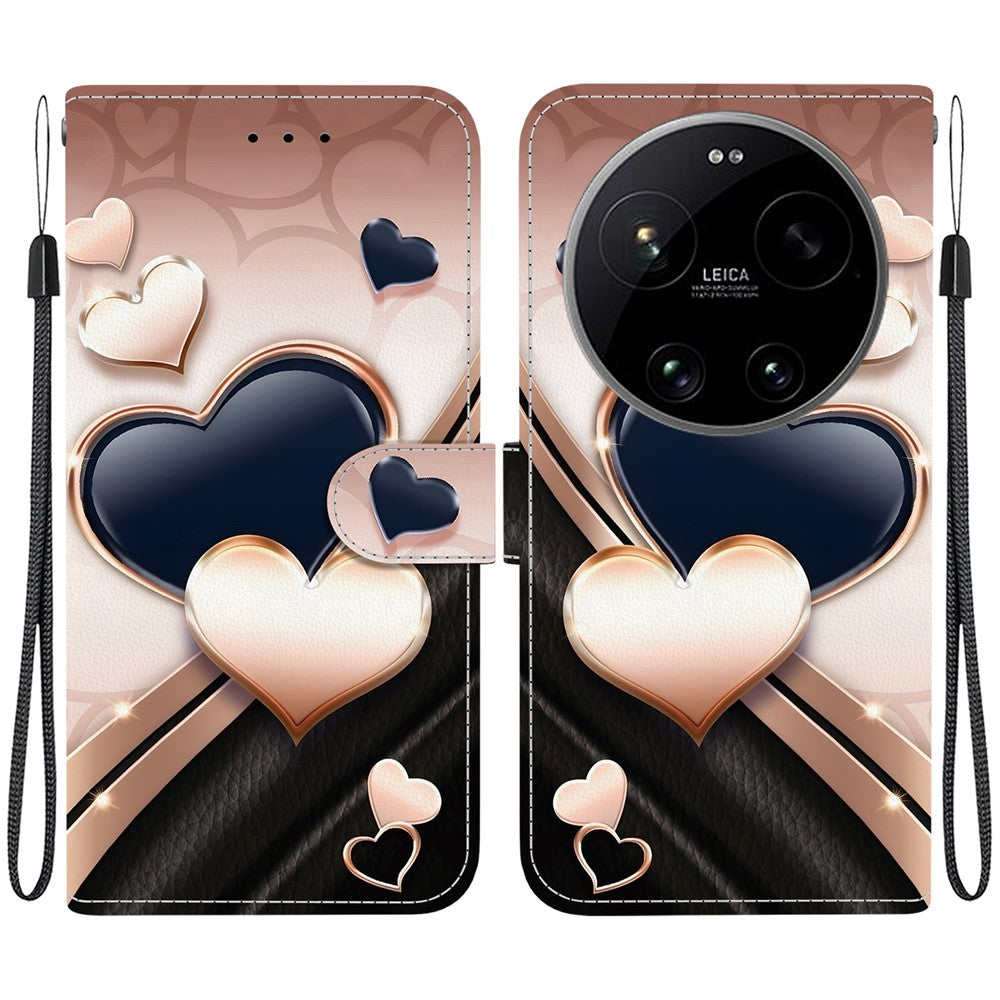 For Xiaomi 17 Ultra 5G Leather Case Stand Wallet Pattern Printing Phone Cover with Wrist Strap