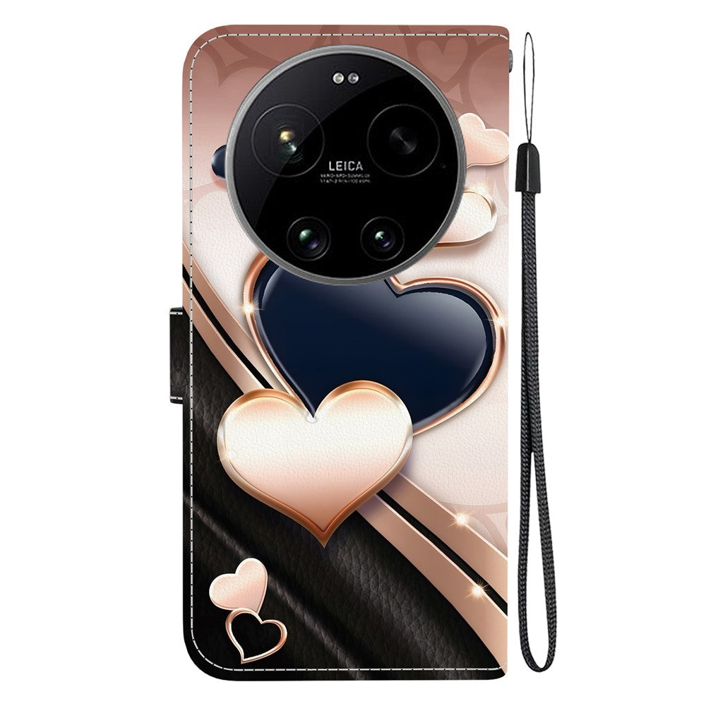 For Xiaomi 17 Ultra 5G Leather Case Stand Wallet Pattern Printing Phone Cover with Wrist Strap