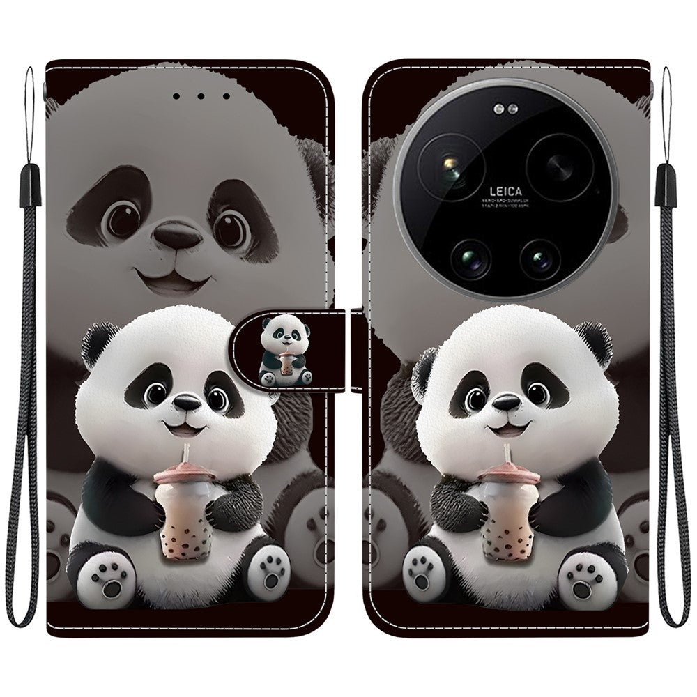 For Xiaomi 17 Ultra 5G Leather Case Stand Wallet Pattern Printing Phone Cover with Wrist Strap