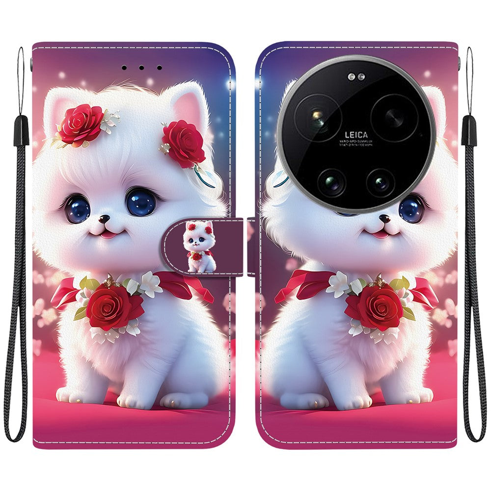For Xiaomi 17 Ultra 5G Leather Case Stand Wallet Pattern Printing Phone Cover with Wrist Strap