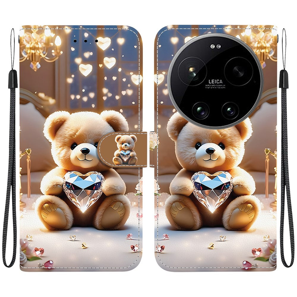 For Xiaomi 17 Ultra 5G Leather Case Stand Wallet Pattern Printing Phone Cover with Wrist Strap