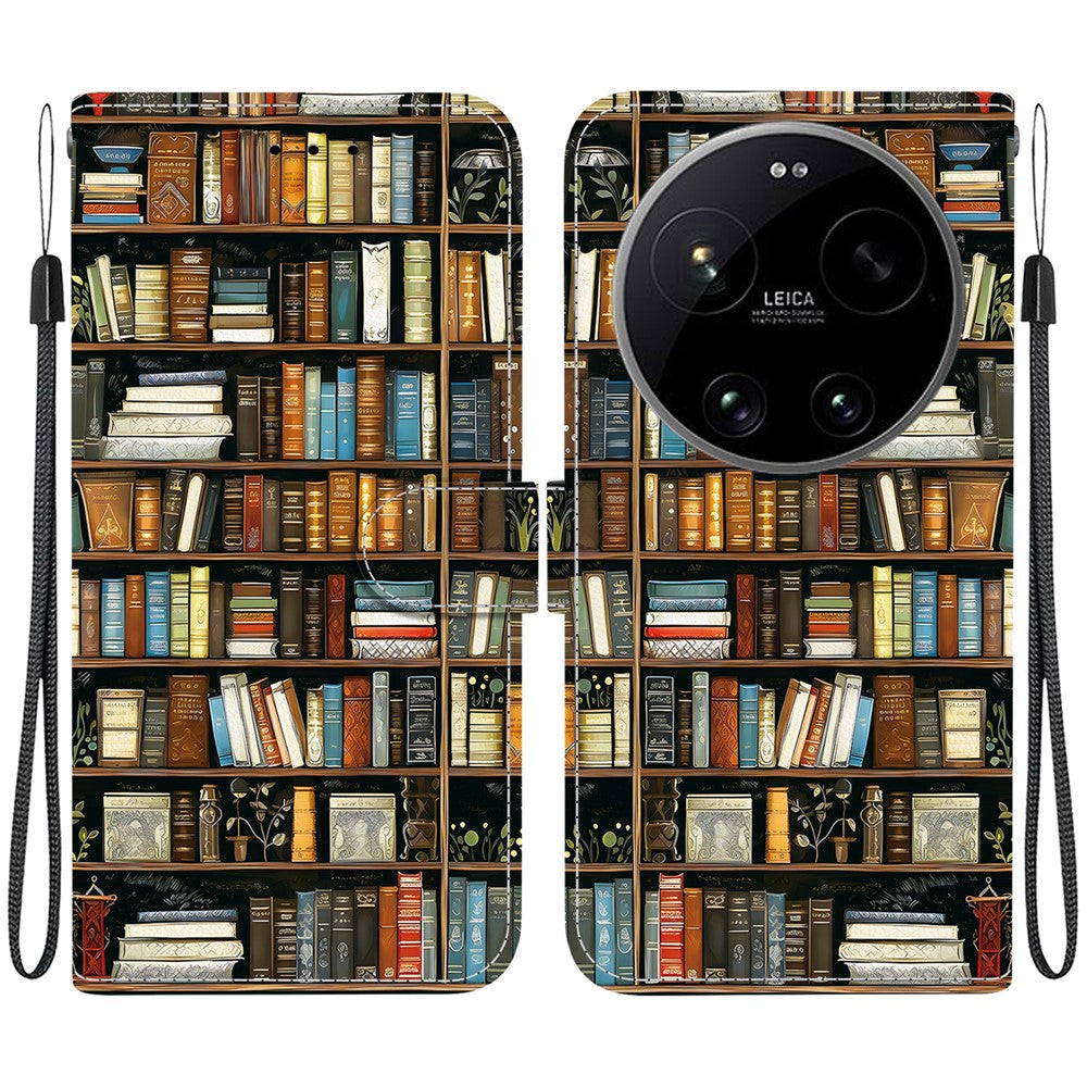 For Xiaomi 17 Ultra 5G Leather Case Stand Wallet Pattern Printing Phone Cover with Wrist Strap