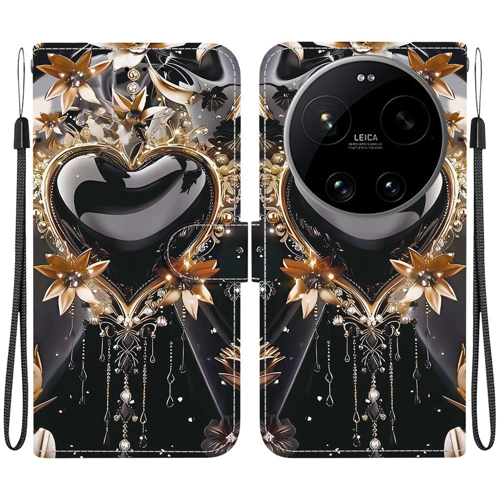 For Xiaomi 17 Ultra 5G Wallet Case Pattern Printing Leather Stand Phone Cover with Strap