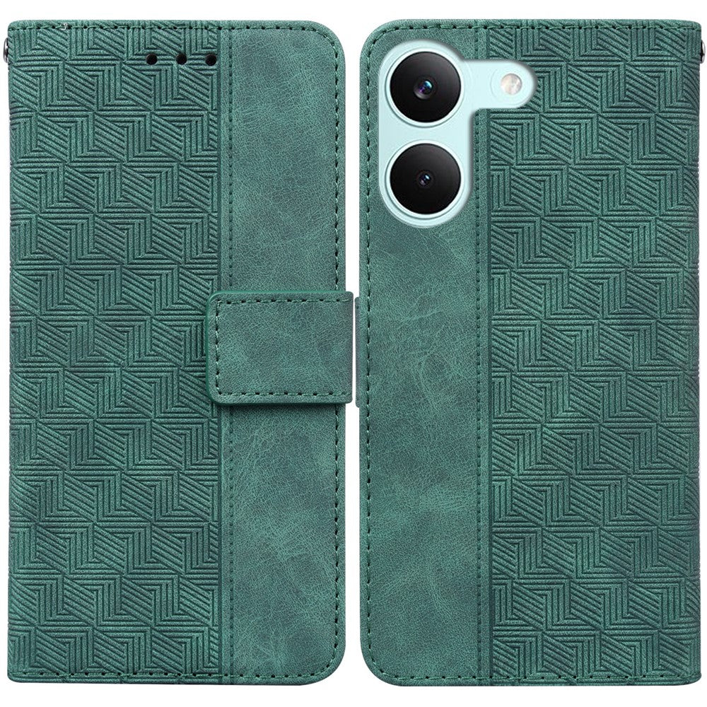 Case For Xiaomi Poco X8 Pro 5G  /  Redmi Turbo 5 5G Geometry Pattern Leather Wallet Phone Cover with Wrist Strap