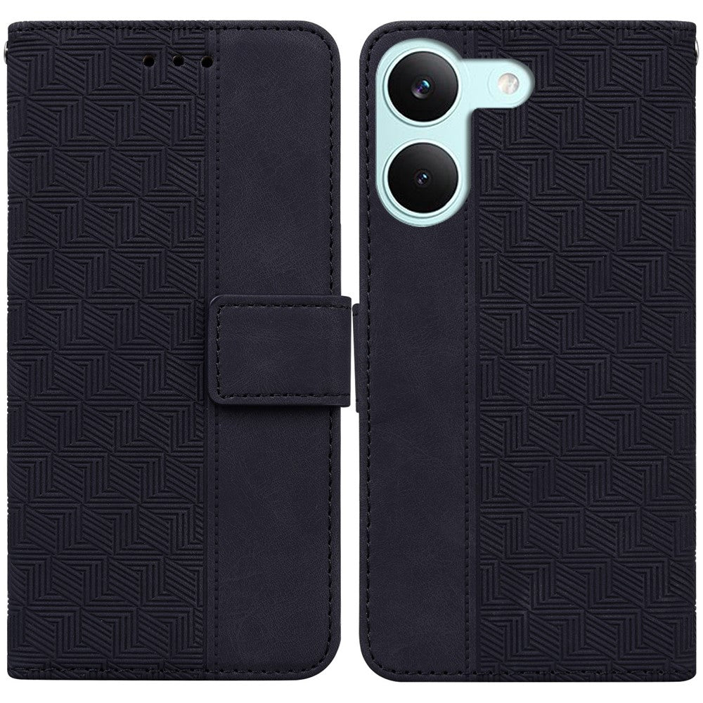 Case For Xiaomi Poco X8 Pro 5G  /  Redmi Turbo 5 5G Geometry Pattern Leather Wallet Phone Cover with Wrist Strap