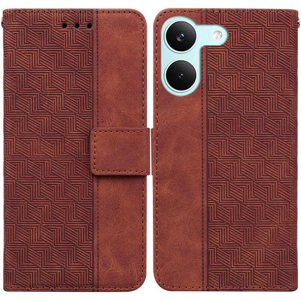 Case For Xiaomi Poco X8 Pro 5G  /  Redmi Turbo 5 5G Geometry Pattern Leather Wallet Phone Cover with Wrist Strap