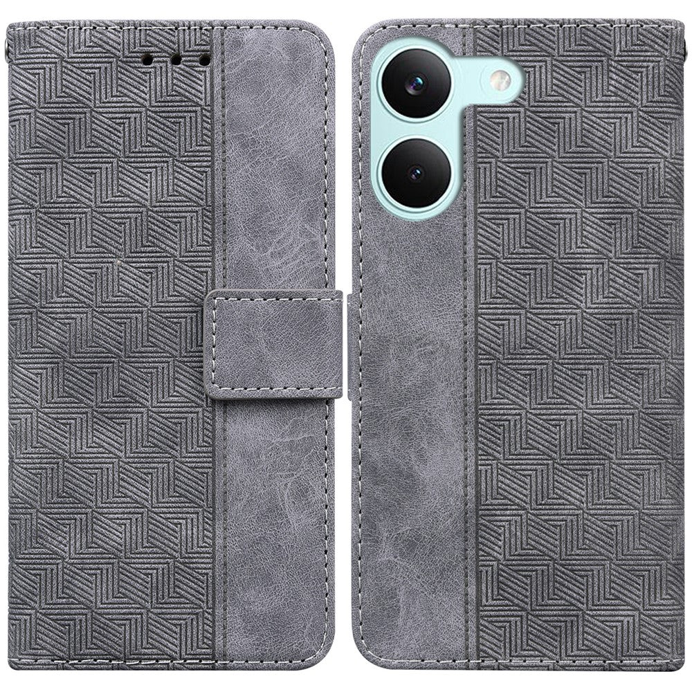Case For Xiaomi Poco X8 Pro 5G  /  Redmi Turbo 5 5G Geometry Pattern Leather Wallet Phone Cover with Wrist Strap