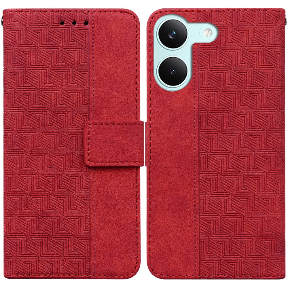 Case For Xiaomi Poco X8 Pro 5G  /  Redmi Turbo 5 5G Geometry Pattern Leather Wallet Phone Cover with Wrist Strap