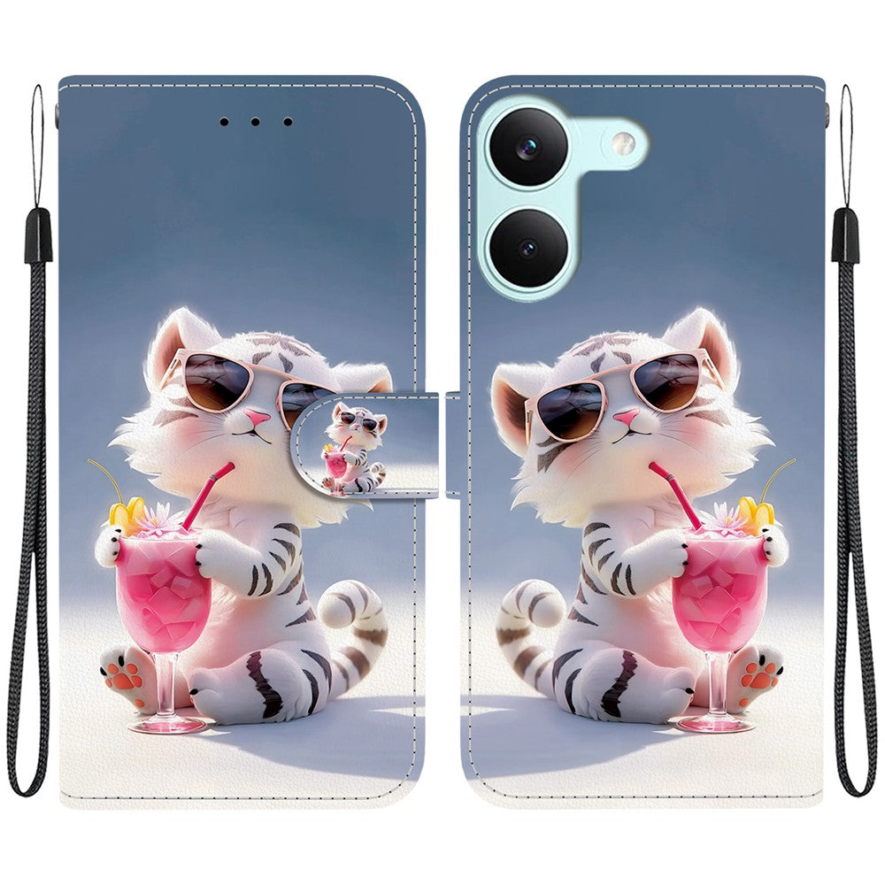For Xiaomi Redmi Turbo 5 5G  /  Poco X8 Pro 5G Case Pattern Printing Leather Flip Wallet Phone Cover with Lanyard