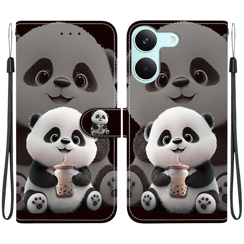 For Xiaomi Redmi Turbo 5 5G  /  Poco X8 Pro 5G Leather Case Stand Wallet Pattern Printing Phone Cover with Wrist Strap