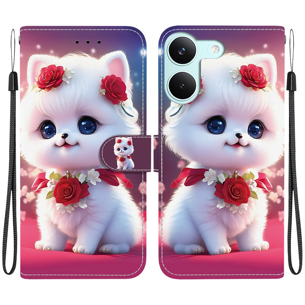 For Xiaomi Redmi Turbo 5 5G  /  Poco X8 Pro 5G Leather Case Stand Wallet Pattern Printing Phone Cover with Wrist Strap