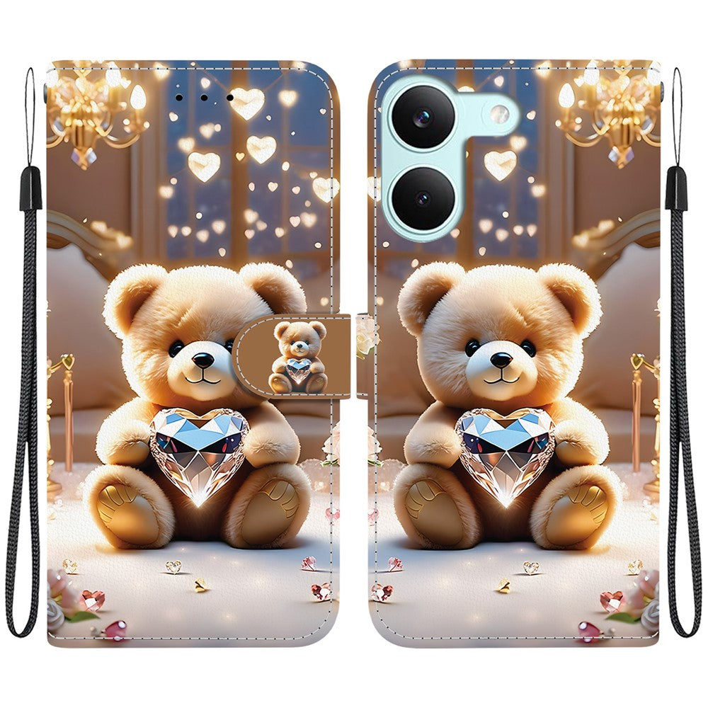 For Xiaomi Redmi Turbo 5 5G  /  Poco X8 Pro 5G Leather Case Stand Wallet Pattern Printing Phone Cover with Wrist Strap