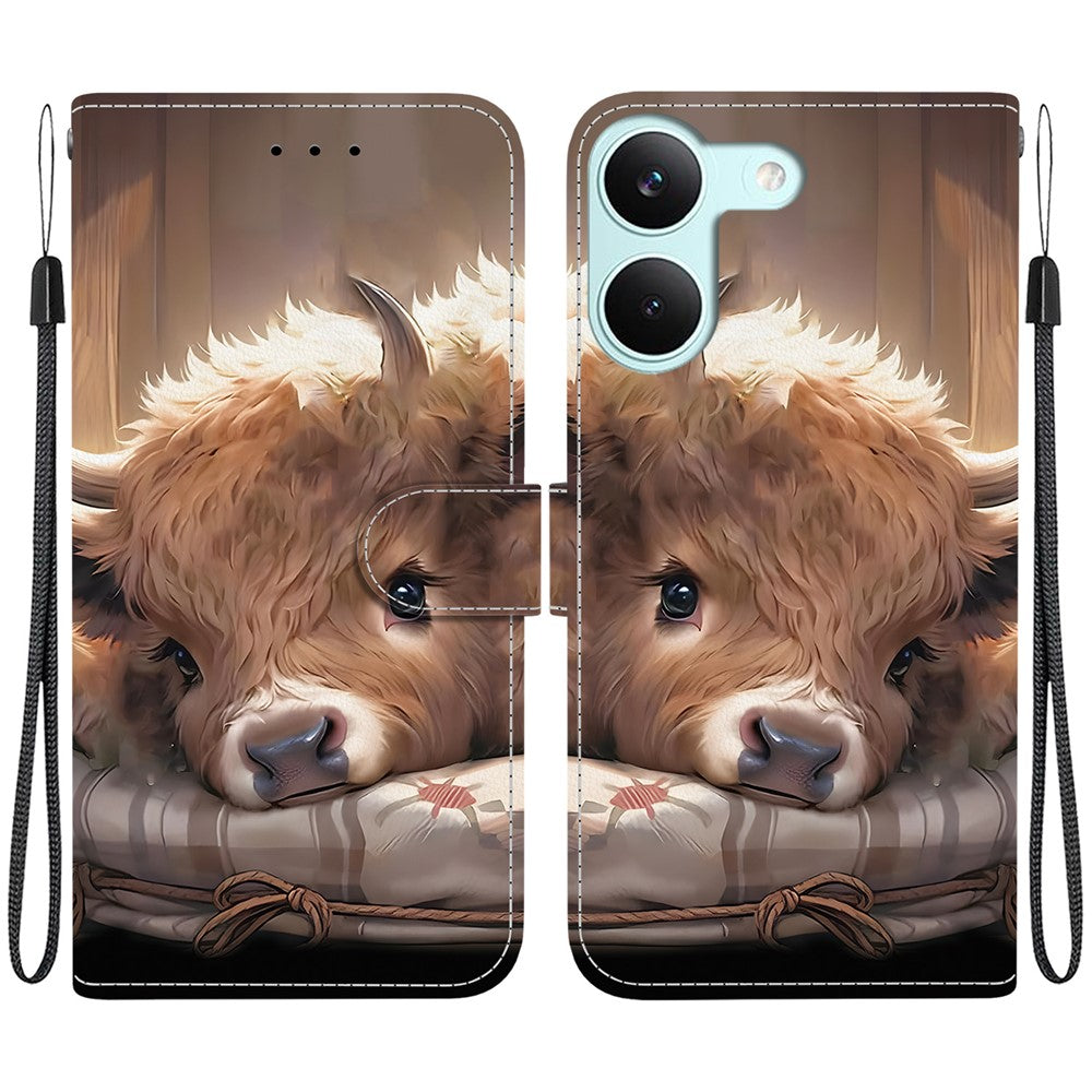 For Xiaomi Redmi Turbo 5 5G  /  Poco X8 Pro 5G Leather Case Stand Wallet Pattern Printing Phone Cover with Wrist Strap