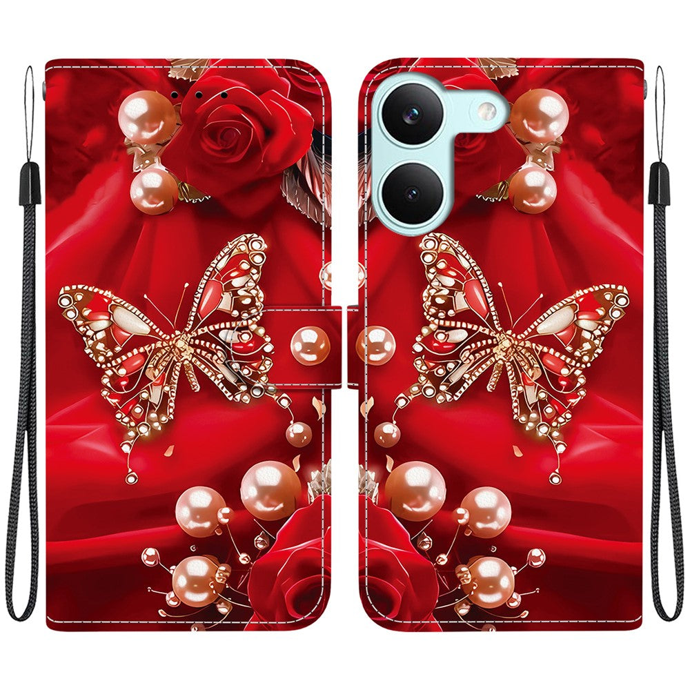 For Xiaomi Redmi Turbo 5 5G  /  Poco X8 Pro 5G Leather Case Stand Wallet Pattern Printing Phone Cover with Wrist Strap
