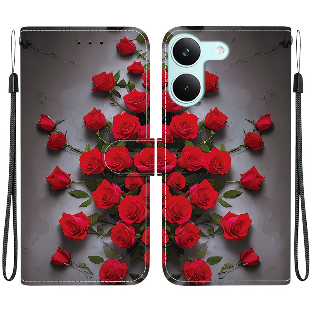 For Xiaomi Redmi Turbo 5 5G  /  Poco X8 Pro 5G Leather Case Stand Wallet Pattern Printing Phone Cover with Wrist Strap